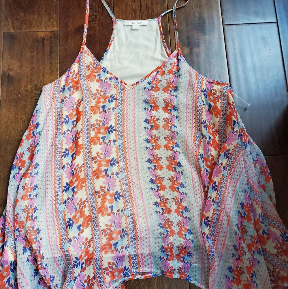 Ella moss flowy flowery tank size small women's